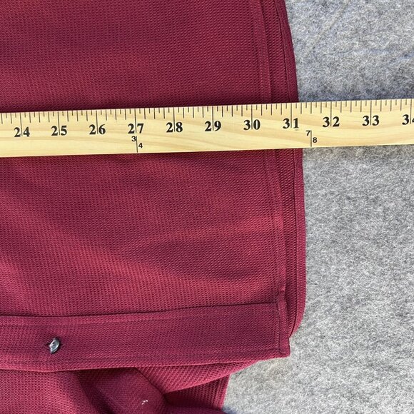 Murano Mens XL Shirt Burgundy 100% Silk Band Collar Long Sleeve Button Up Pocket - Picture 7 of 10